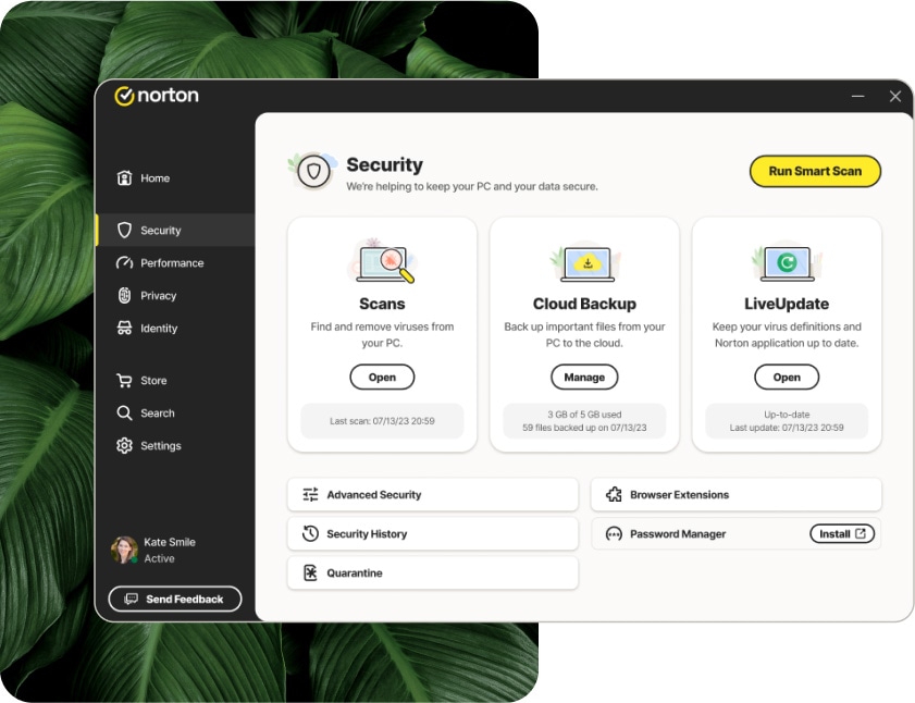 Norton AntiVirus Plus dashboard